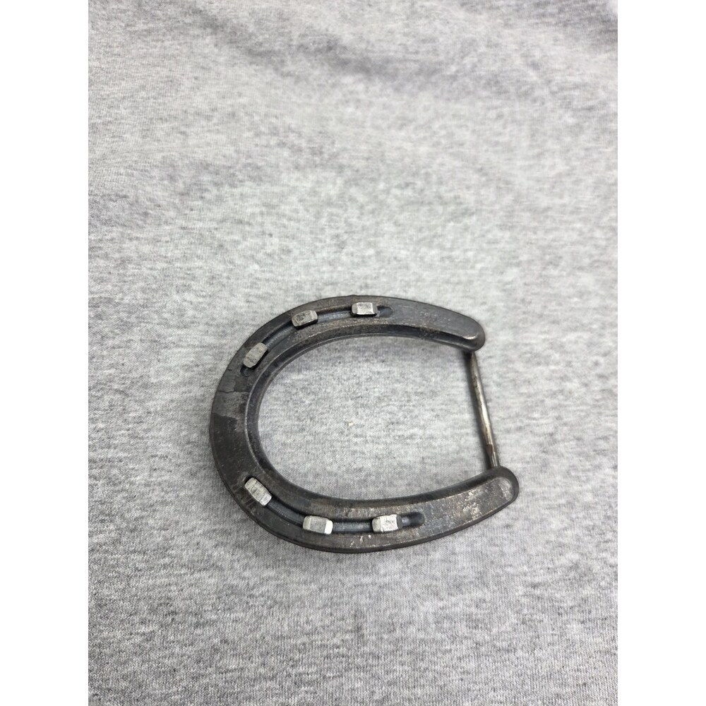 Vintage Blacksmith Pony Horseshoe Solid Metal Western Belt Buckle - Picture 5 of 12